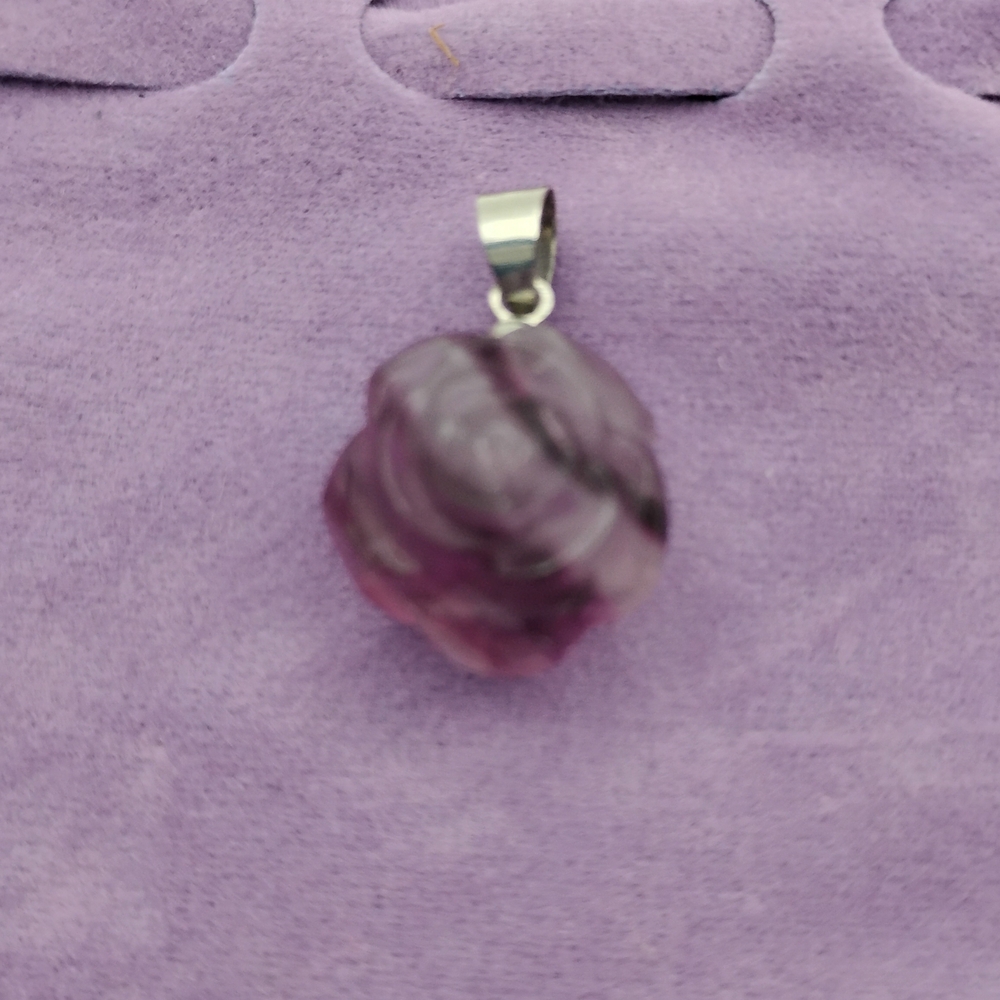 Amathist Purple Rose Carved Pendant 🎁 - Picture 2 of 3